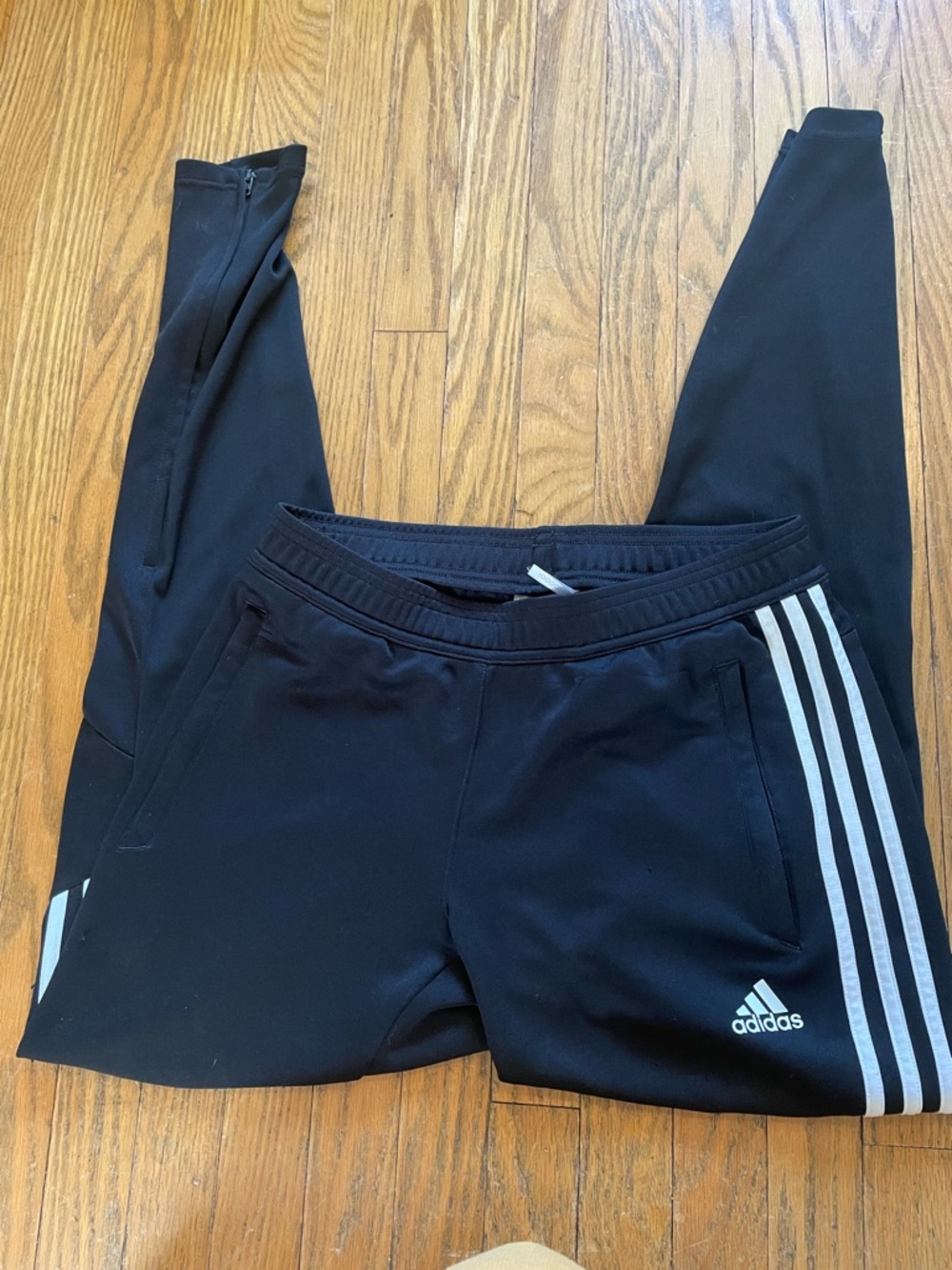 adidas Black Track Joggers with White Three-Stripe